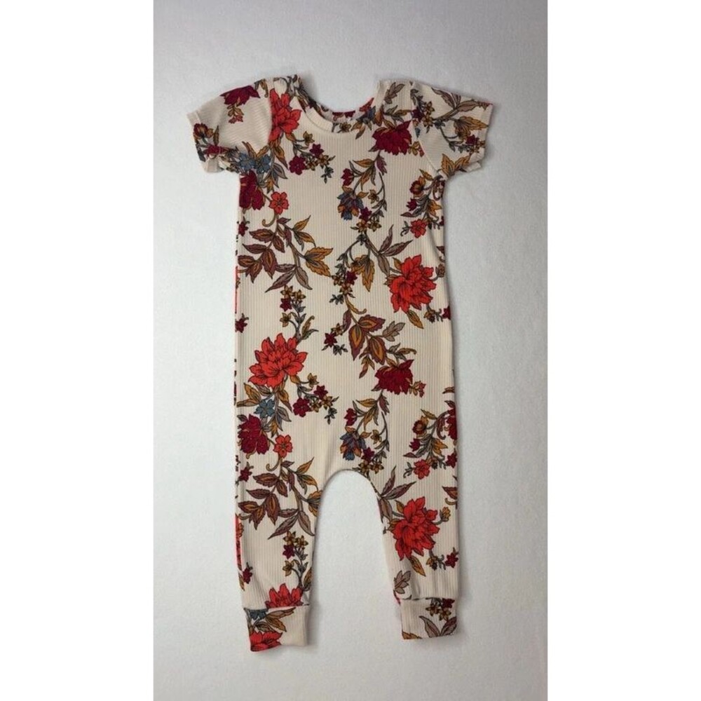 Boutique baby girl Ribbed Floral Harem Romper Jumpsuit 18-24M